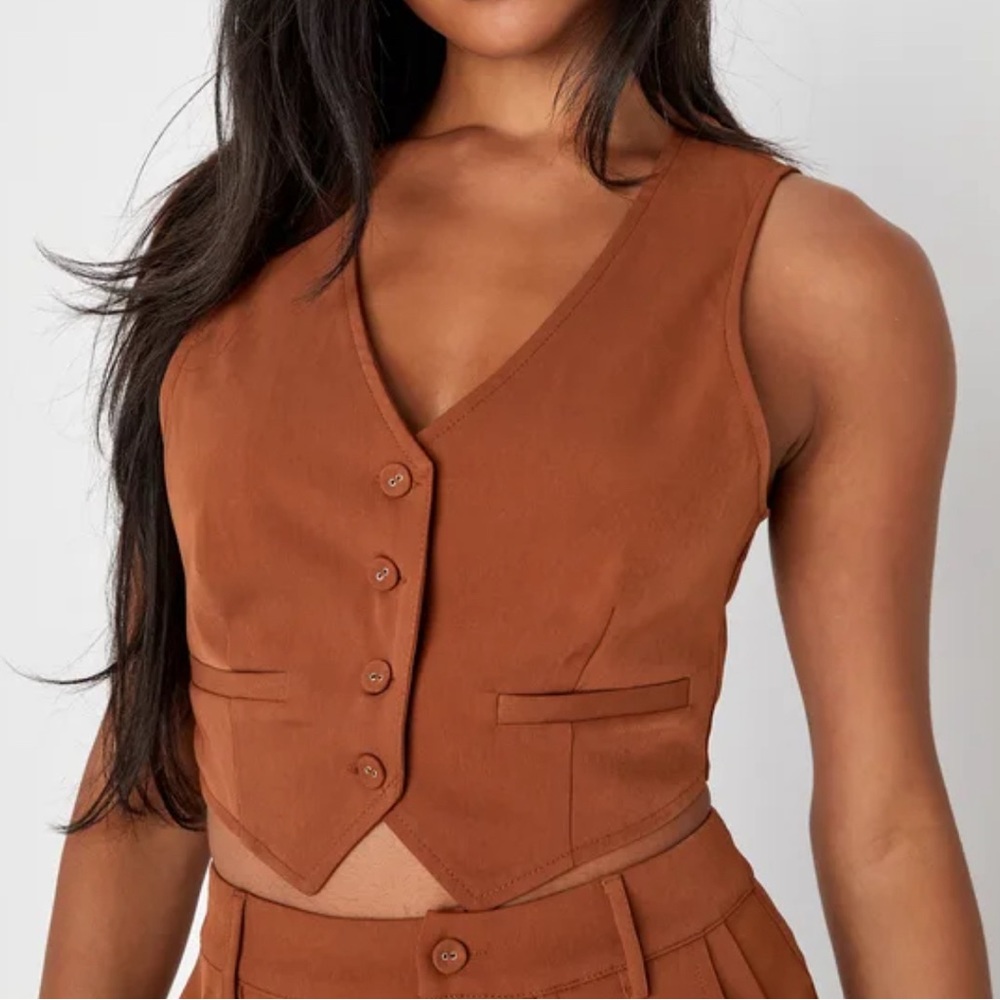 Lulus Rust Brown Twill Vest Top- New- size Small